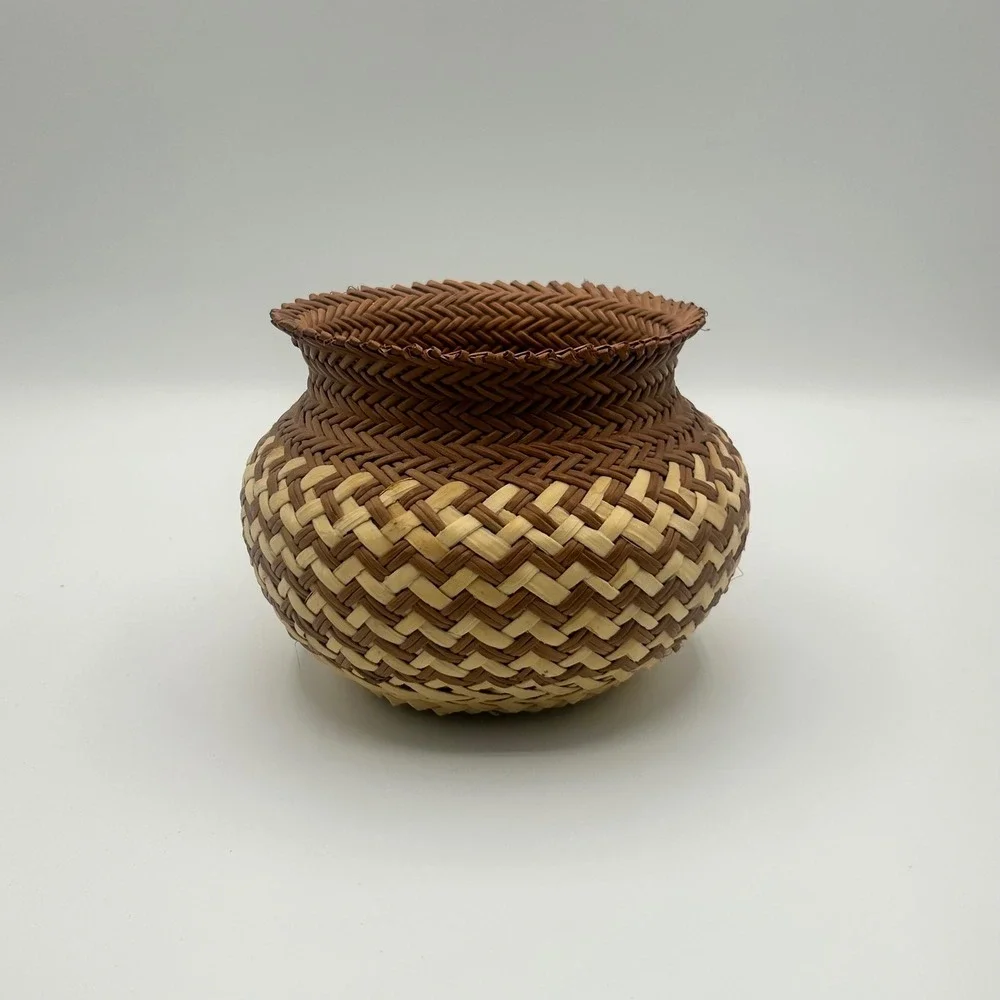 Vintage Tarahumara Raramuri Double Weave Basket Mexico Olla Southwestern